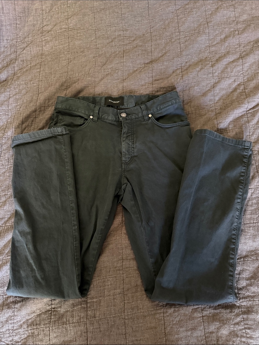 Ermenegildo Zegna 32/31 Dark Green Straight-Leg Pants